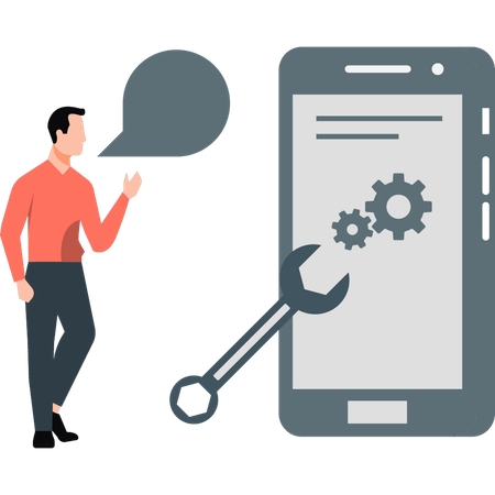 Techniker installiert mobile Software  Illustration