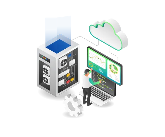 Techniker Programmierer Cloud Server Analyst  Illustration