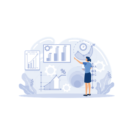 Technischer Händler analysiert Aktiencharts  Illustration