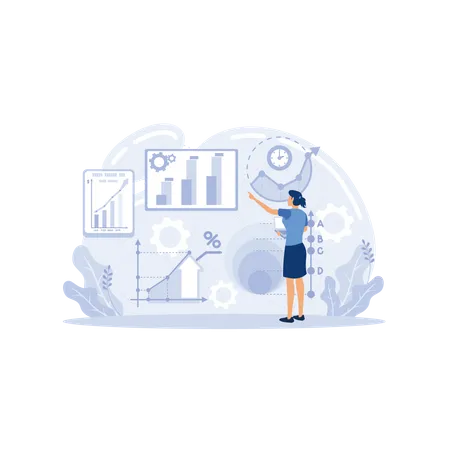 Technischer Händler analysiert Aktiencharts  Illustration