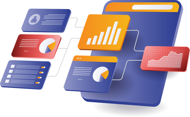 Technologie-Bildschirmanalyse-Datennetzwerk-Link  Illustration