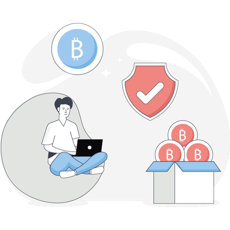 Technologie Blockchain sécurisée pour les garçons  Illustration