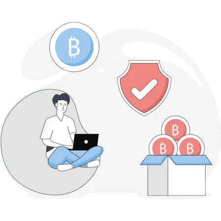 Technologie Blockchain sécurisée pour les garçons  Illustration
