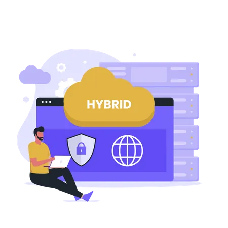 Technologie cloud hybride  Illustration