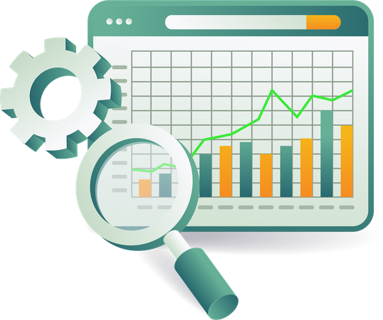 Bildschirm zur Verwaltung der Technologiedatenanalyse  Illustration