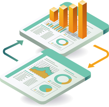 Bildschirm des Dashboards für Technologiedatenanalysten  Illustration