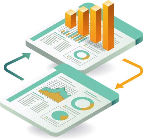 Bildschirm des Dashboards für Technologiedatenanalysten  Illustration