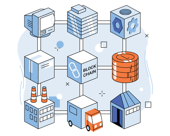 Technologie de blockchain industrielle  Illustration