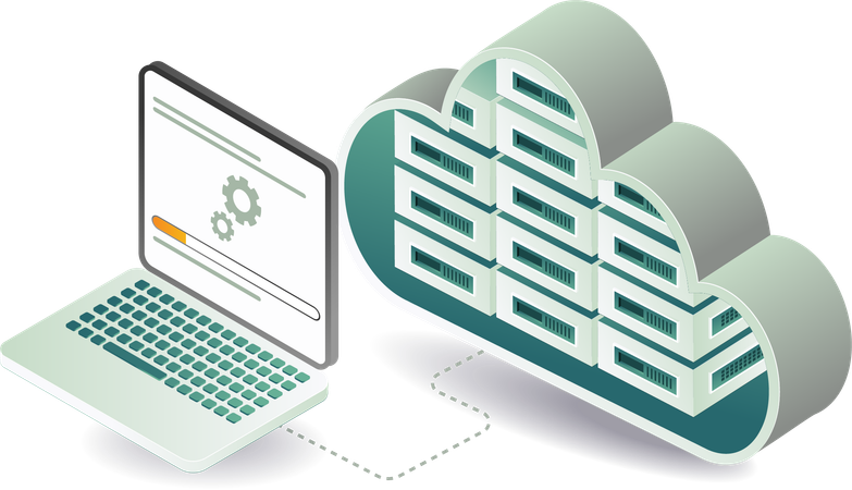 Technologie de serveur cloud avec gestion du système  Illustration