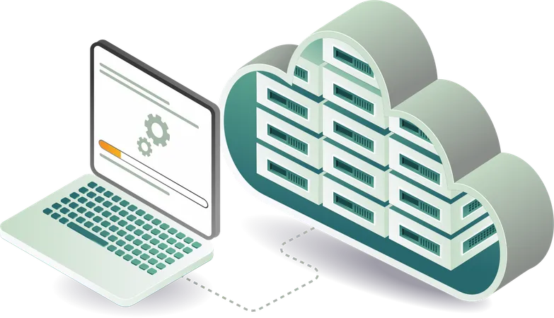 Technologie de serveur cloud avec gestion du système  Illustration