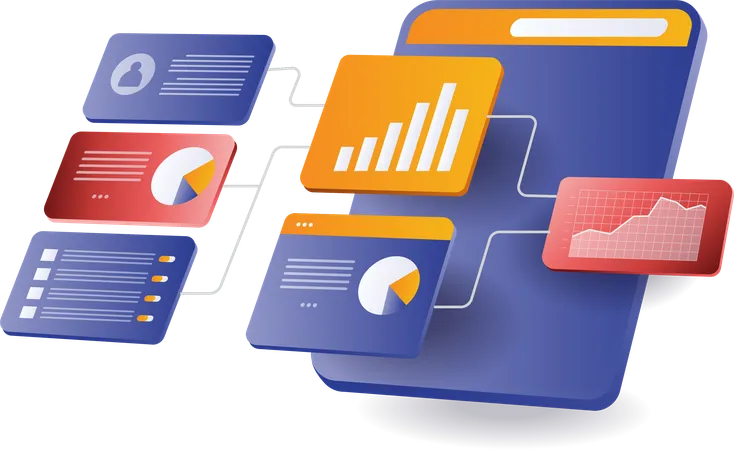 Lien réseau de données d'analyse d'écran technologique  Illustration