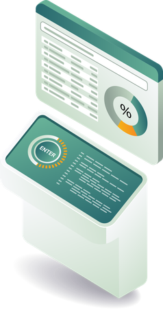 Dashboard zur Datenkontrolle für Technologieserveranalysten  Illustration