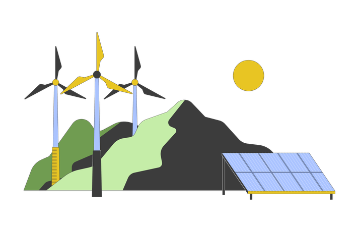 Technologien für erneuerbare Energien  Illustration