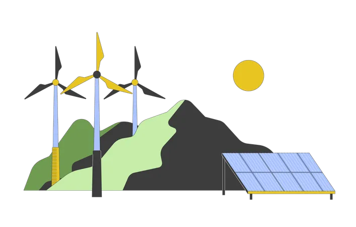 Technologien für erneuerbare Energien  Illustration