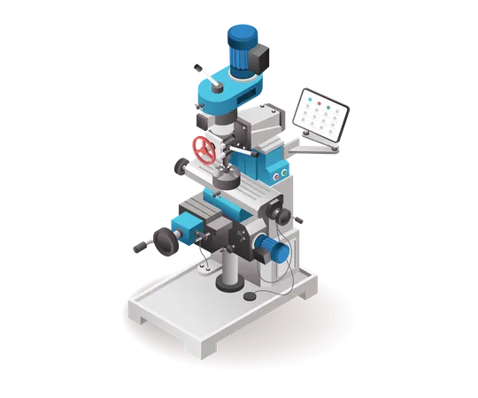 Technology Automated cnc industrial computer lathe and drill machine tool  Illustration