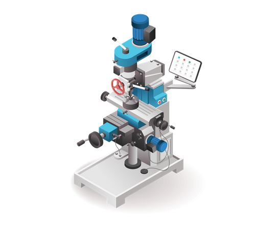 Technology Automated cnc industrial computer lathe and drill machine tool  Illustration