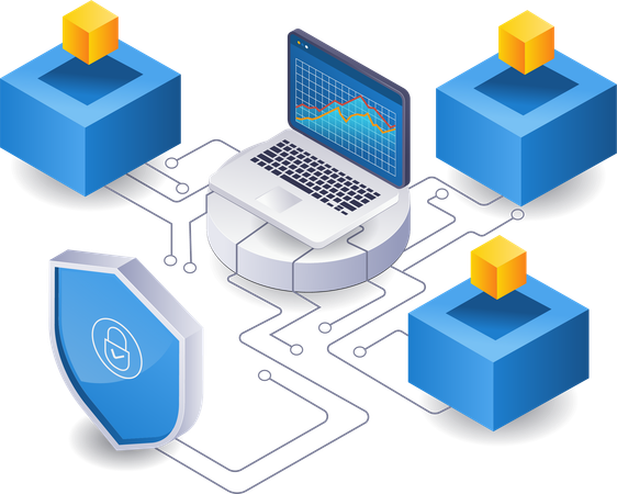 Technology business analysis network  Illustration