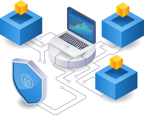 Technology business analysis network  Illustration