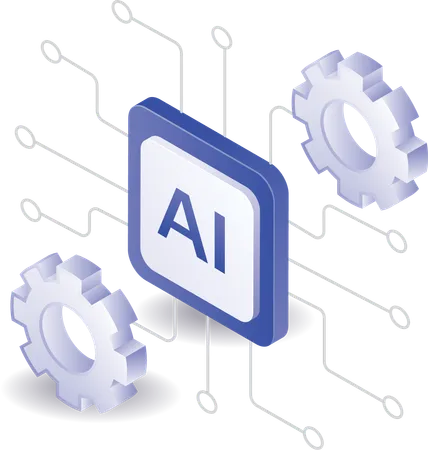 Technology chip ai isometric  Illustration