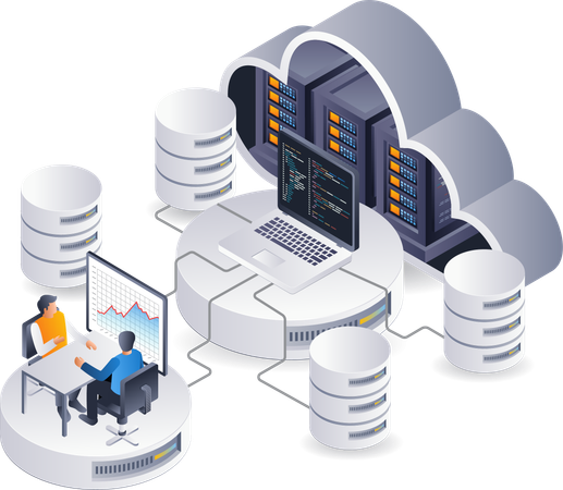 Technology cloud server computer analysis management  Illustration
