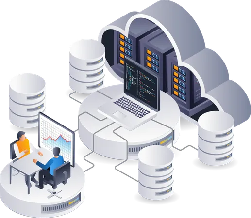 Technology cloud server computer analysis management  Illustration