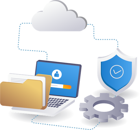 Technology cloud server computer data security  Illustration