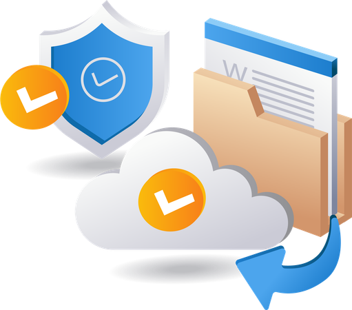 Technology cloud server data security  Illustration