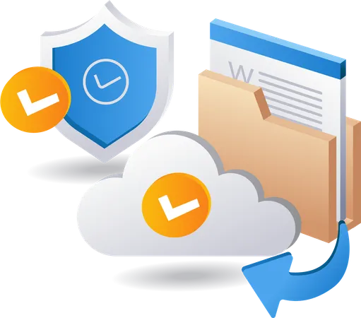 Technology cloud server data security  Illustration