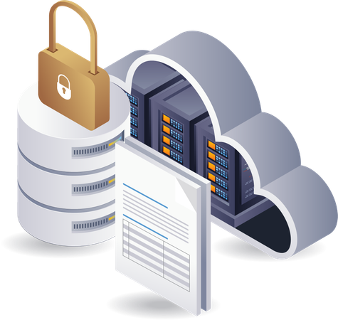 Technology cloud server data security key  Illustration