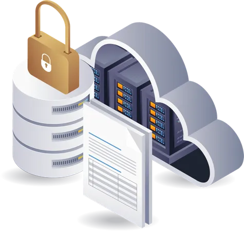 Technology cloud server data security key  Illustration