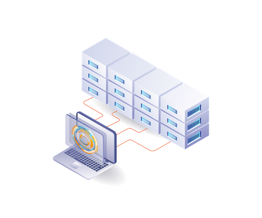 Technology cloud server digital transformation button  Illustration