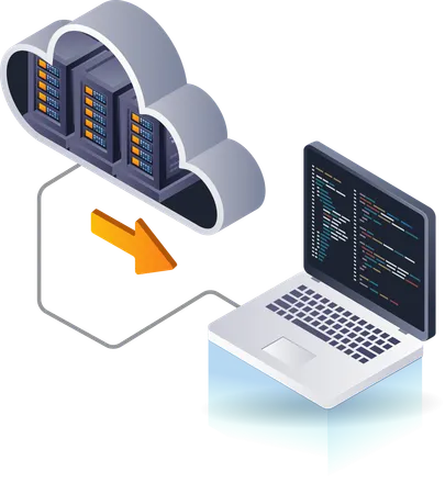 Technology cloud server programmer computer  Illustration