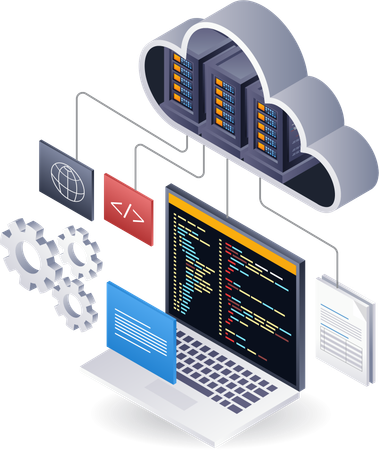 Technology cloud server programming language  Illustration