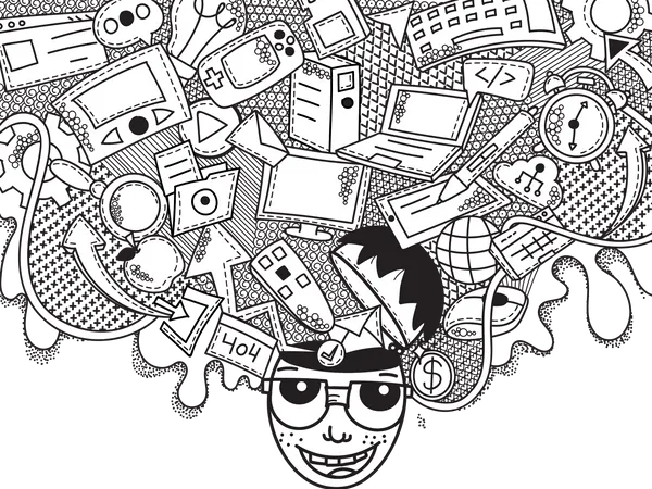 Technology Creative Doodle Wall Art Illustration