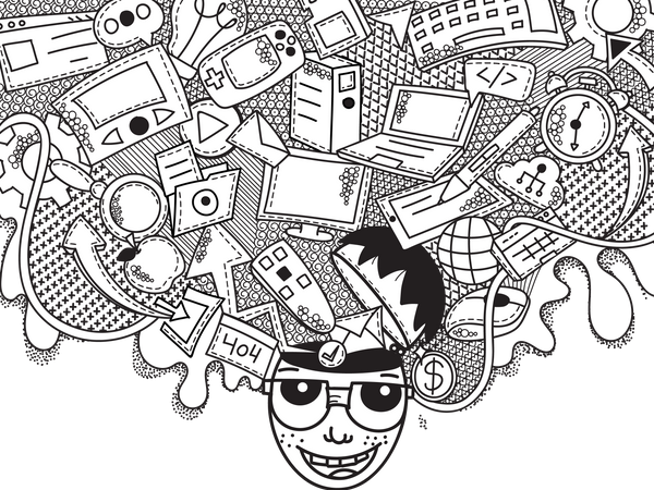 Technology Creative Doodle Wall Art  Illustration