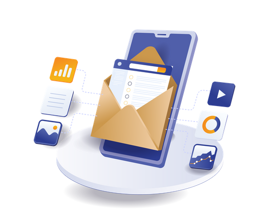 Technology digital email delivery network Illustration