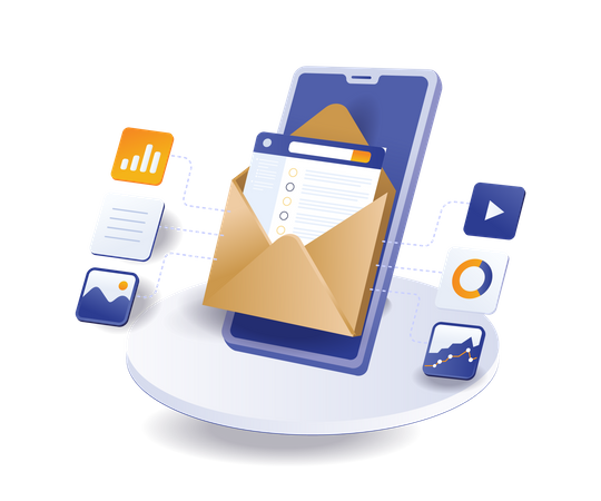 Technology digital email delivery network  Illustration