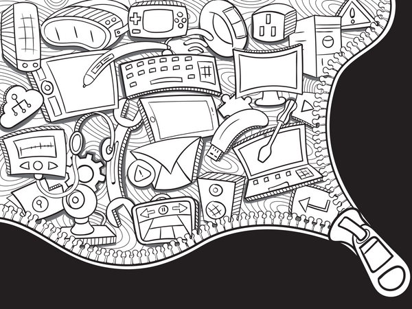 Technology Doodle Wall Art  Illustration