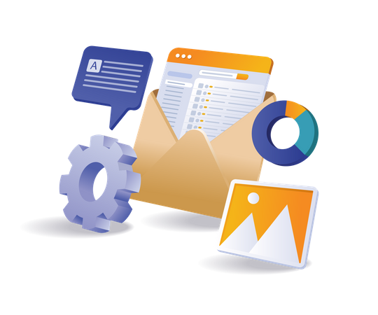 Technology email marketing analysis  Illustration