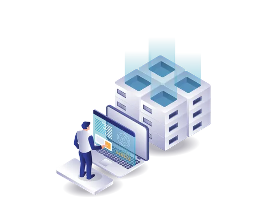 Technology hosting analysis server Illustration
