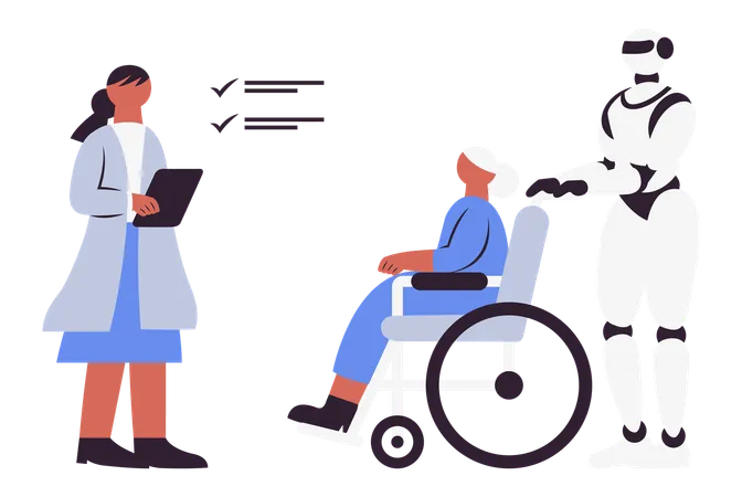 Technology in Caring for Patient and The Disabled  Illustration