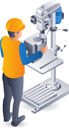 Technology manual drilling machine system operator  Illustration