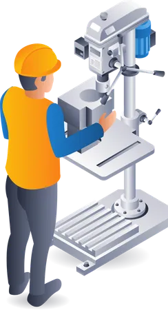 Technology manual drilling machine system operator  Illustration