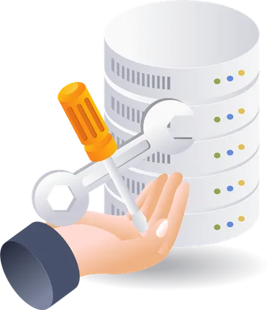 Technology server database maintenance service  Illustration