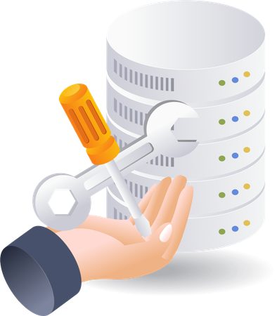 Technology server database maintenance service  Illustration