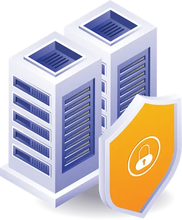 Technology server security shield  Illustration