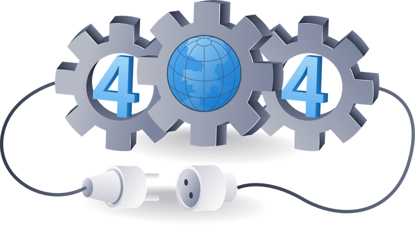 Technology system code 404 error gear symbol  Illustration
