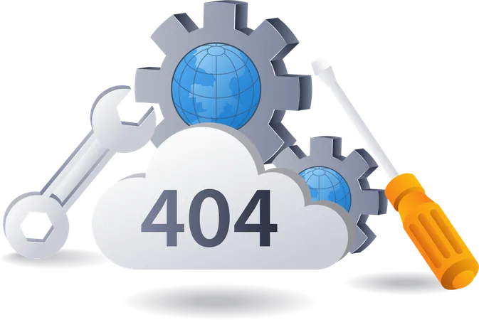 Technology system code 404 error warning gear symbol  일러스트레이션