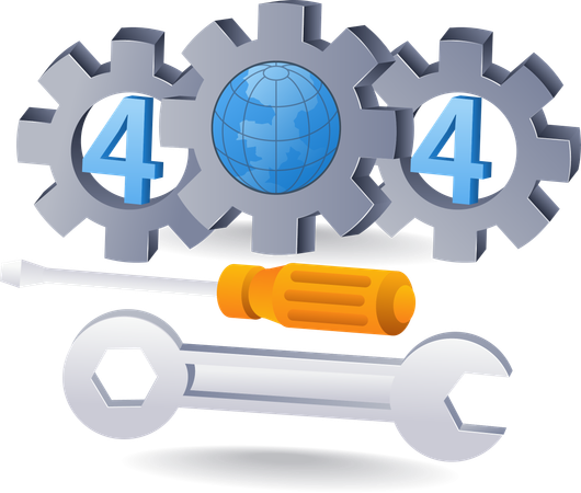 Technology system error code 404 error repair gear symbol  Illustration