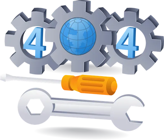 Technology system error code 404 error repair gear symbol  Illustration